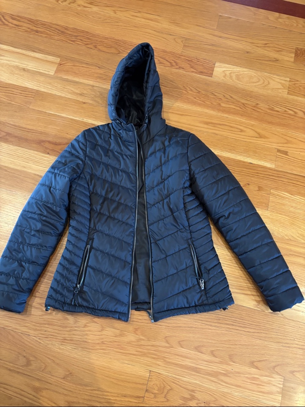 Hooded Quilted Packable Puffer Jacket - Black